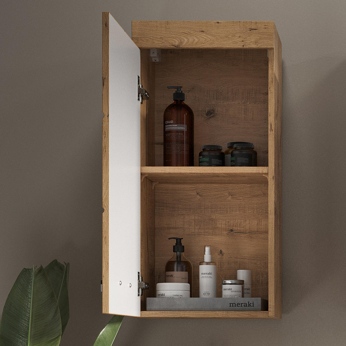 BADSCHRANK Luna Eiche Wotan 37 x 77 cm - Eiche Wotan/Sonoma Eiche, Holzwerkstoff (37/77/24.6cm) - Vicco