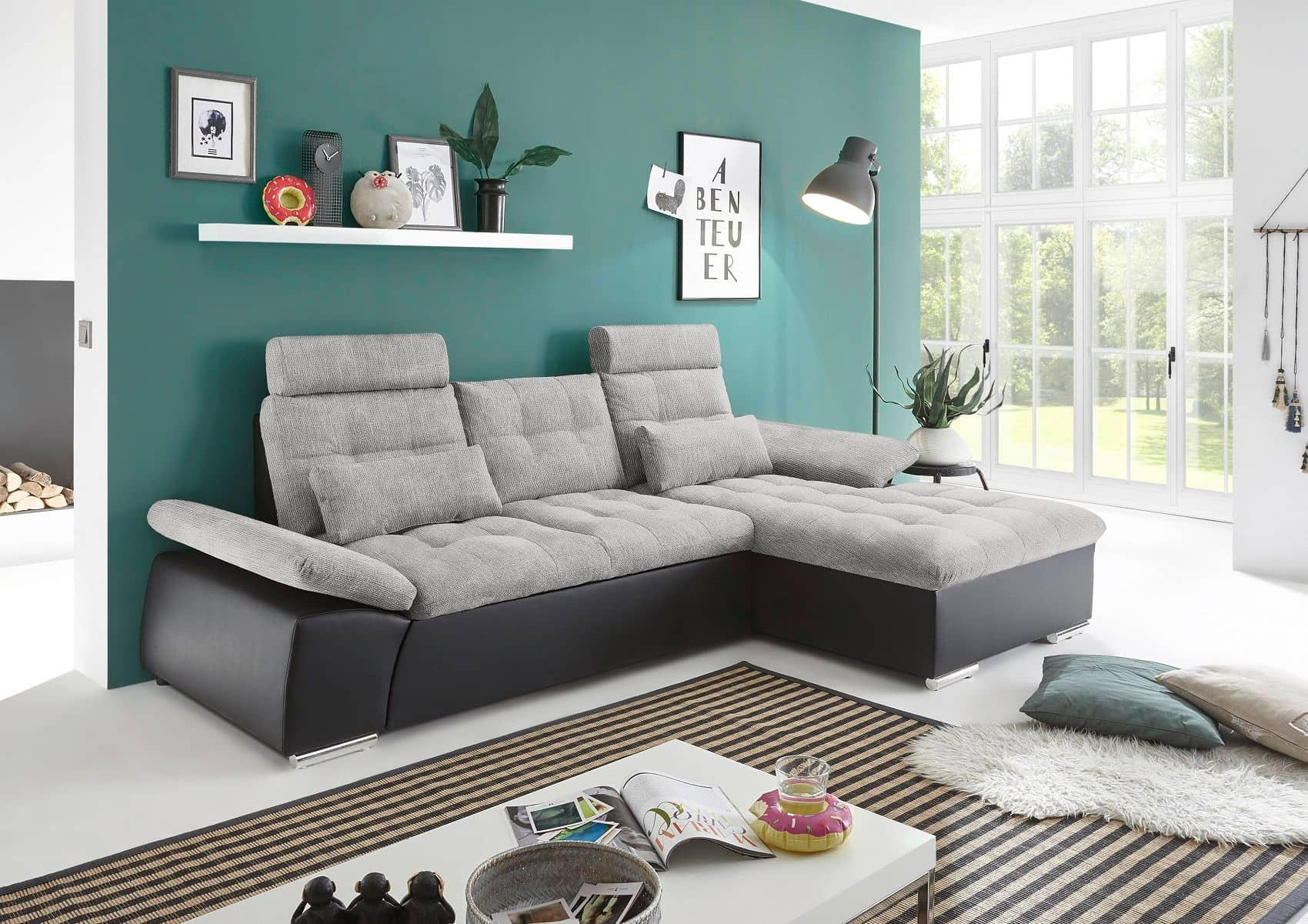 Thumbnail - ed exciting design Ecksofa, Hellgrau, Textil, 3-Sitzer, L-Form,L-Form, 268x170 cm, Wohnzimmer, Sofas & Couches, Wohnland...