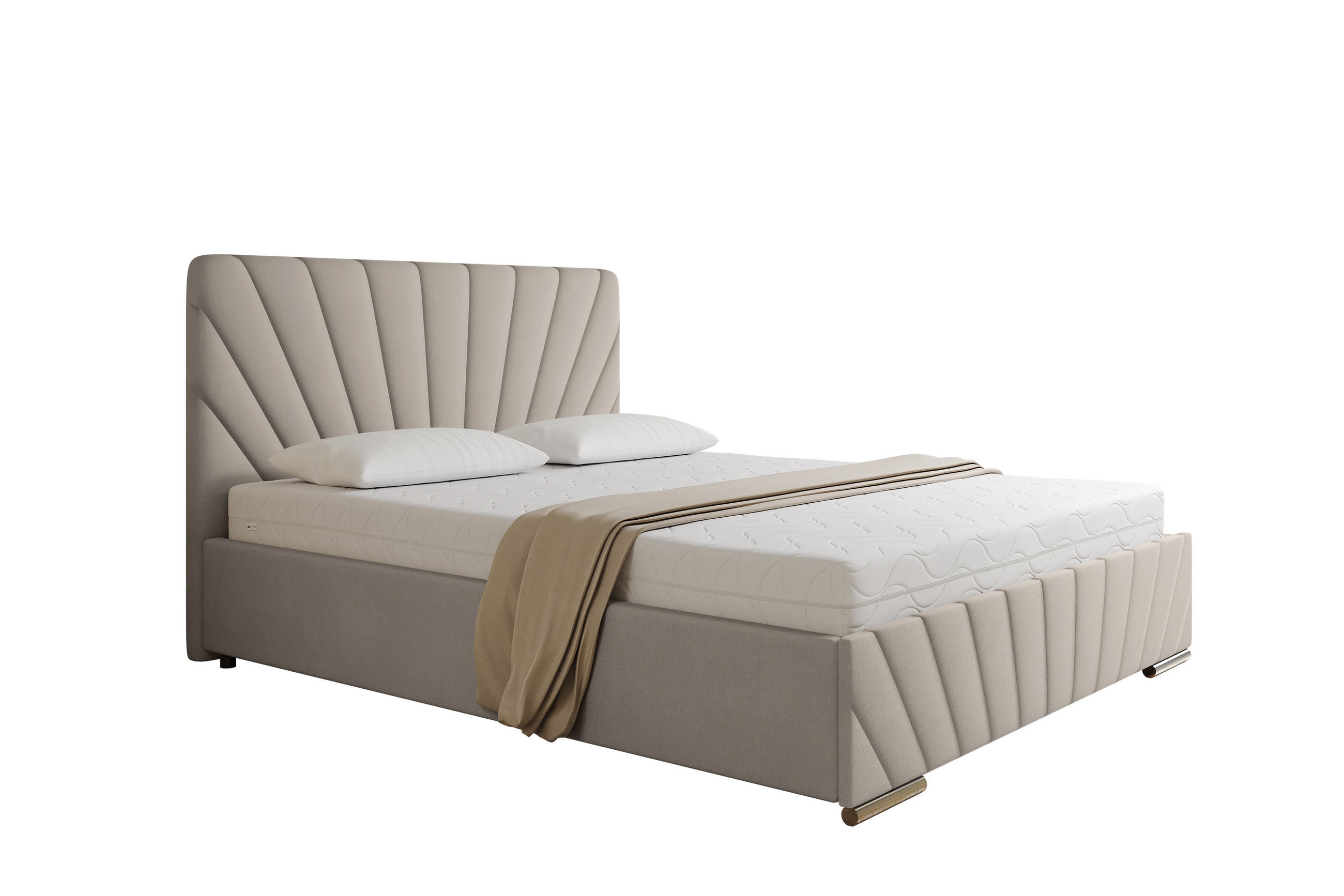 POLSTERBETT Ray 160 x 200 cm mit Bettkasten, Lattenrost OHNE MATRATZE - Beige - Beige, Holz (160/206cm) - Panda Möbel