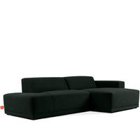 ECKSOFA RECHTS MUDI in moderner Optik mit hochwertigem Kaltschaum, Cord-Stoff, Dunkelgrün - Dunkelgrün/Schwarz, Textil (280/160cm) - KONSIMO®