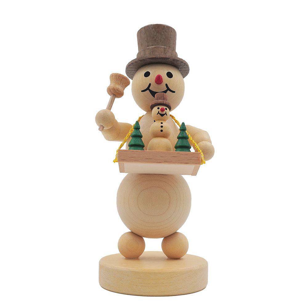 HOLZFIGUR Schneemann mit Bauchladen auf Sockel 11 cm - Multicolor, Holz (5/1/0.1cm)
