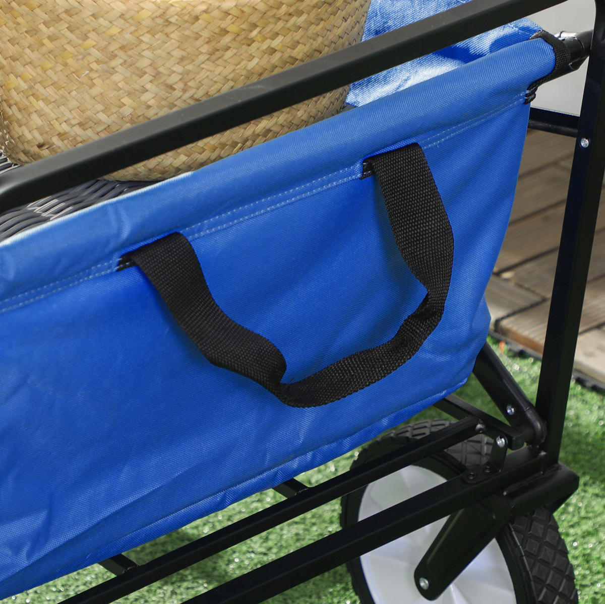 GARTENKARRE aus Stahl 93x49x75-100 cm in Dunkelblau mit 360°-Rädern - Dunkelblau, Metall (49/100/93cm) - Modfu