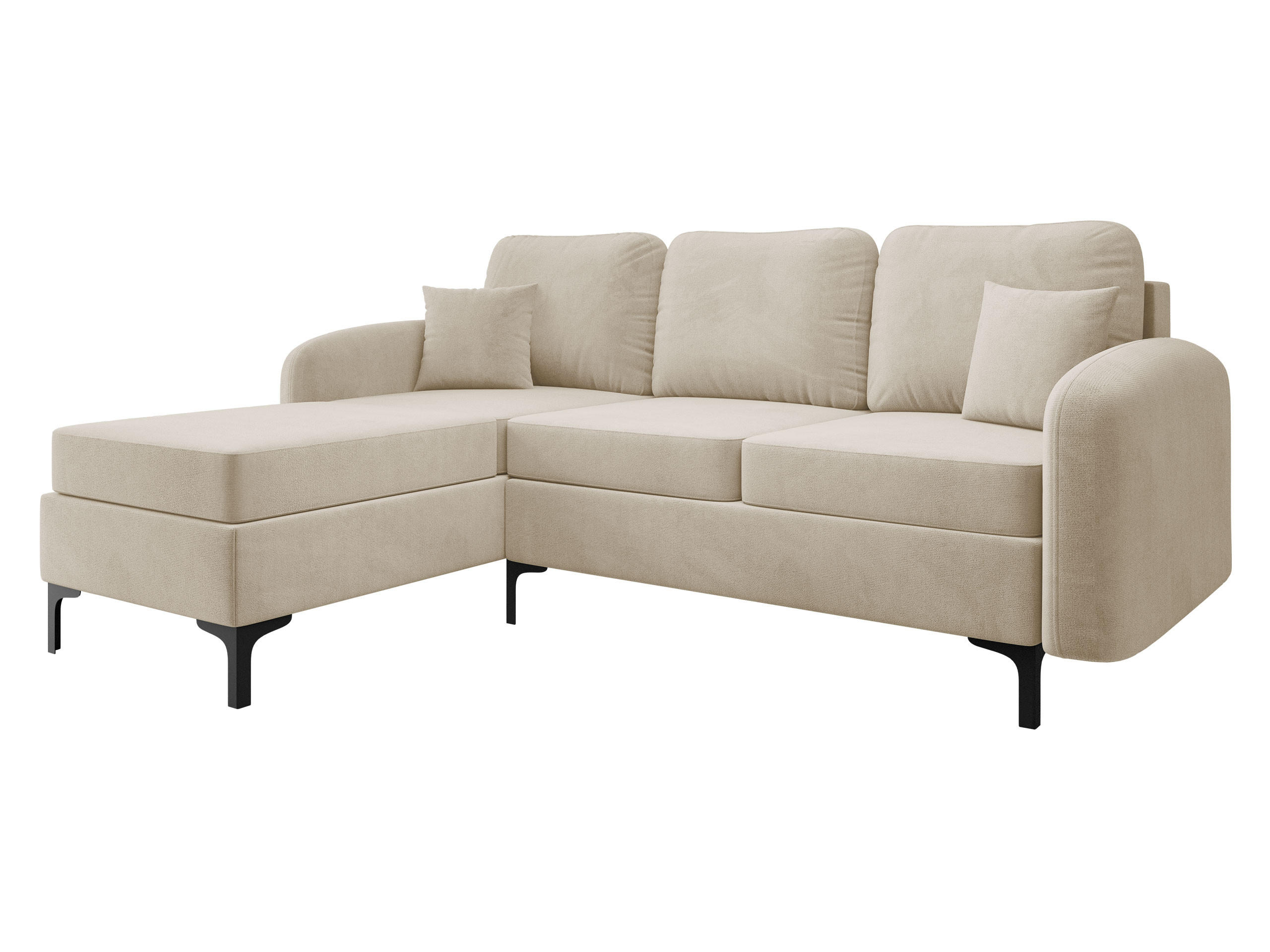 ECKSOFA Venice, Seite: Links - Schwarz/Naturfarben, Holz/Textil (225/172cm) - MIRJAN24