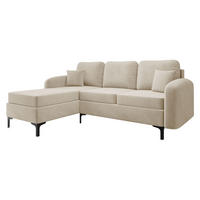 ECKSOFA Venice, Seite: Links - Schwarz/Naturfarben, Holz/Textil (225/172cm) - MIRJAN24