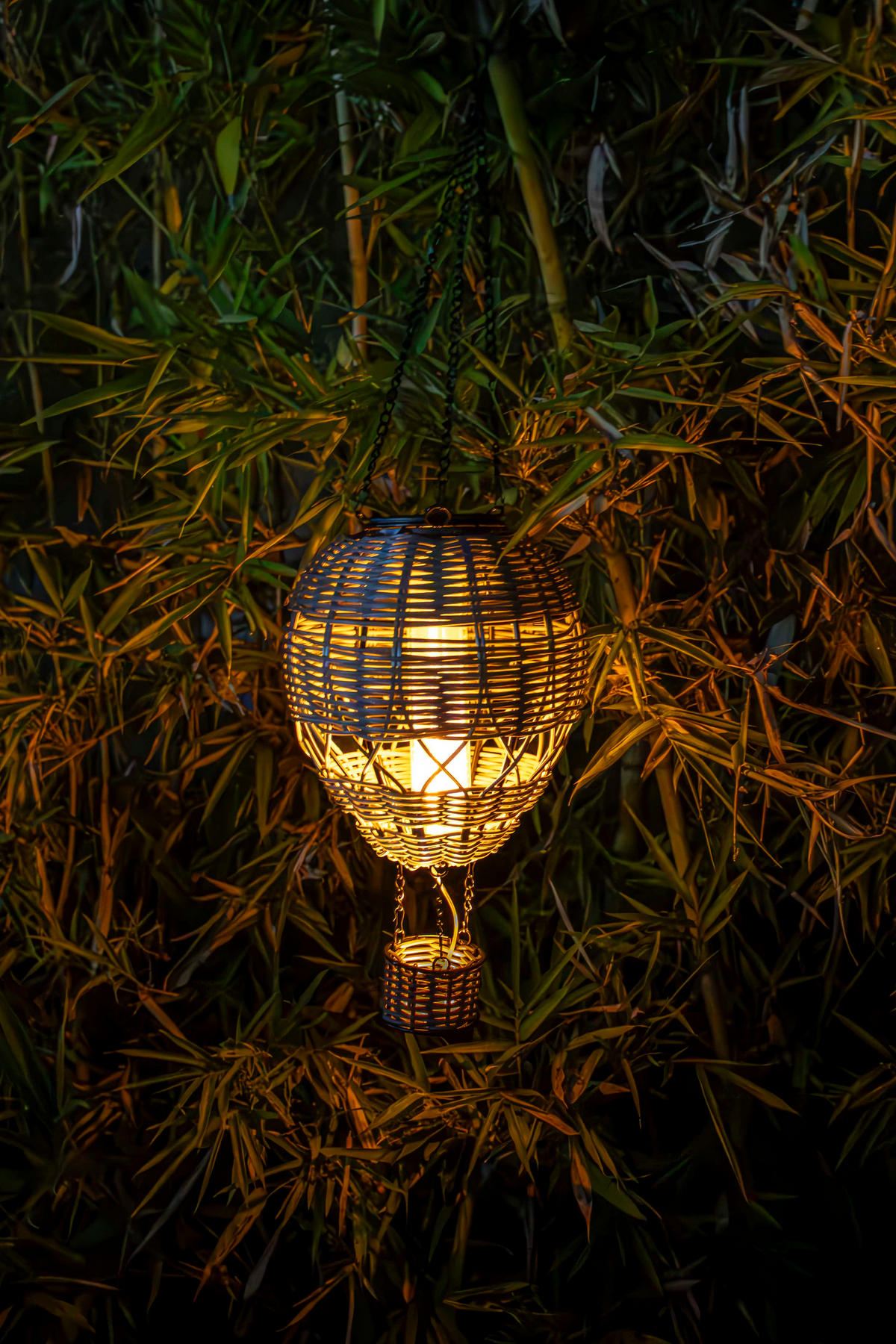 LED-SOLAR-LATERNE - Heißluftballon-Design mit Aufhängung für Garten und Balkon, grau, klein - Grau, Kunststoff (14/14/48cm) - Northpoint