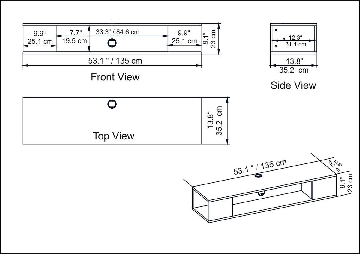 TV-ELEMENT Peti Eiche - Walnussfarben, Holzwerkstoff (135/23/35.2cm)