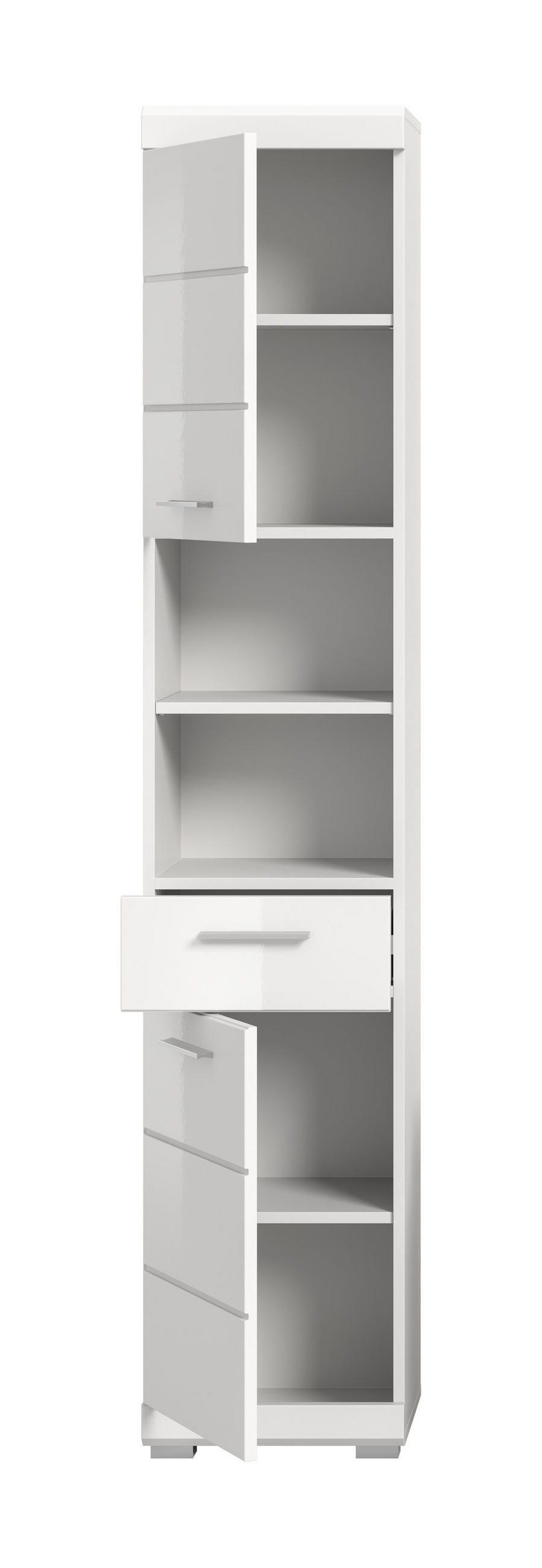 HOCHSCHRANK Scout Bad in weiß Nachbildung und weiß hochglanz B/H/T: 37x191x31 cm - Weiß, Holz (37/191/31cm)