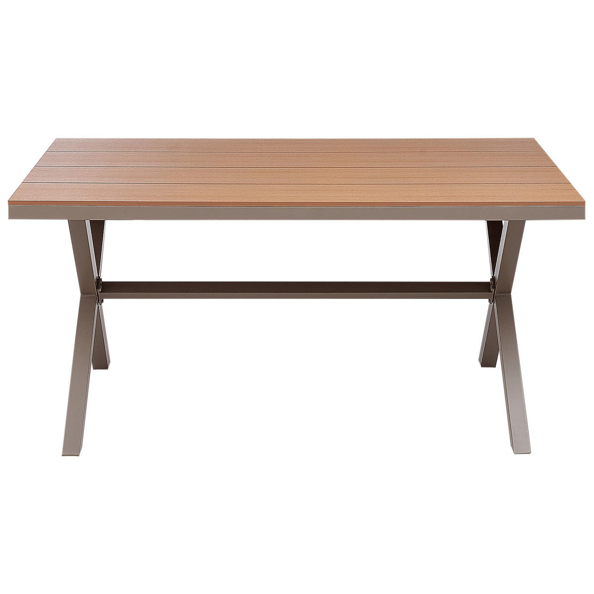 GARTENTISCH Heller Holzfarbton Tiano - Hellbraun/Grau, Metall (90/160/73cm) - Beliani