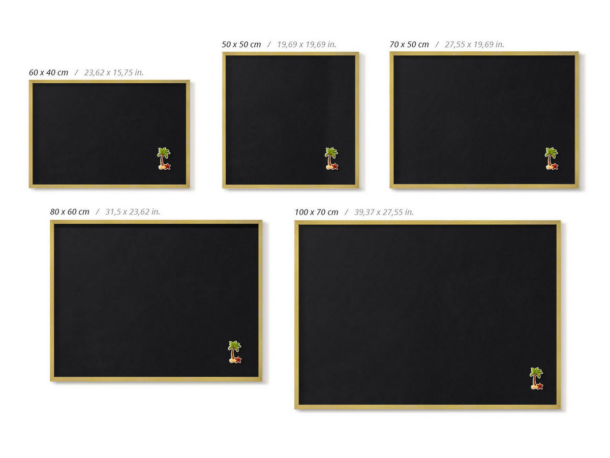 MAGNETTAFEL 70x50 cm Goldener Rahmen Farbe Schwarz - Rostfarben, Metall (70/50/0.4cm) - TULUP
