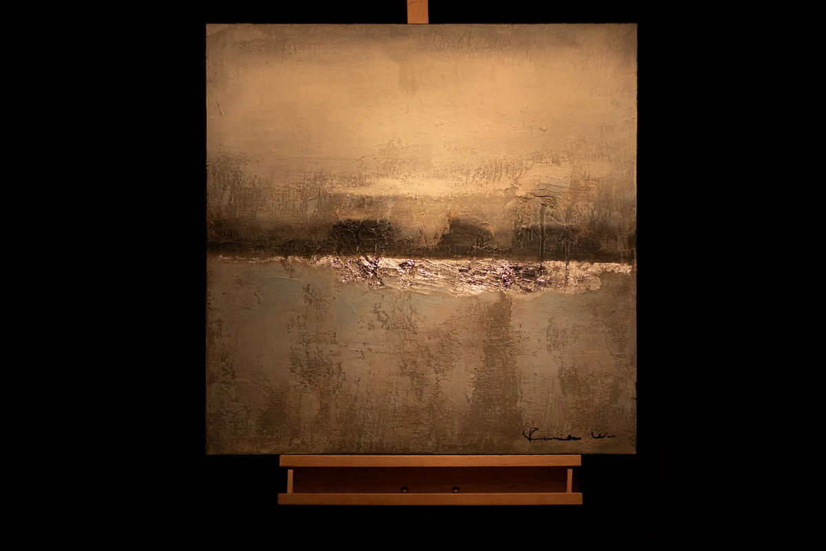 ACRYLBILD HANDGEMALT 80/80 cm - Grau, Holz/Textil (80/80cm) - KUNSTLOFT
