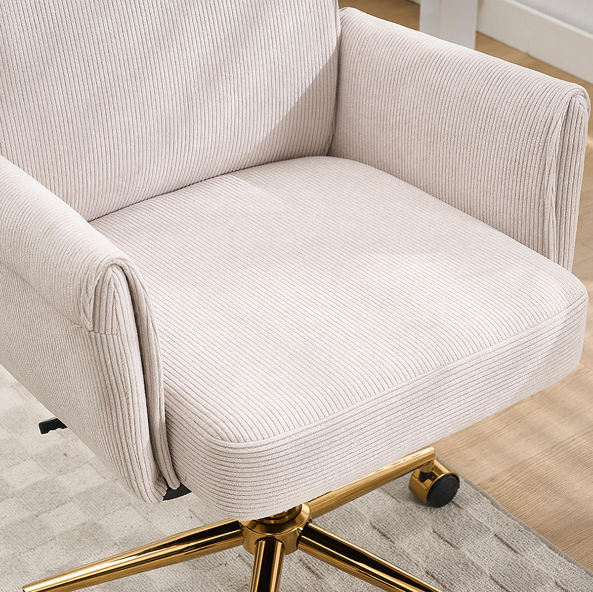 BÜRODREHSTUHL ergonomisch Corduroy White - Weiß, Kunststoff (61/107/64cm) - Meubliv