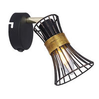 WANDLEUCHTE Metall Schwarz Gold - Schwarz, Metall (9/15.5/11cm) - Globo Lighting
