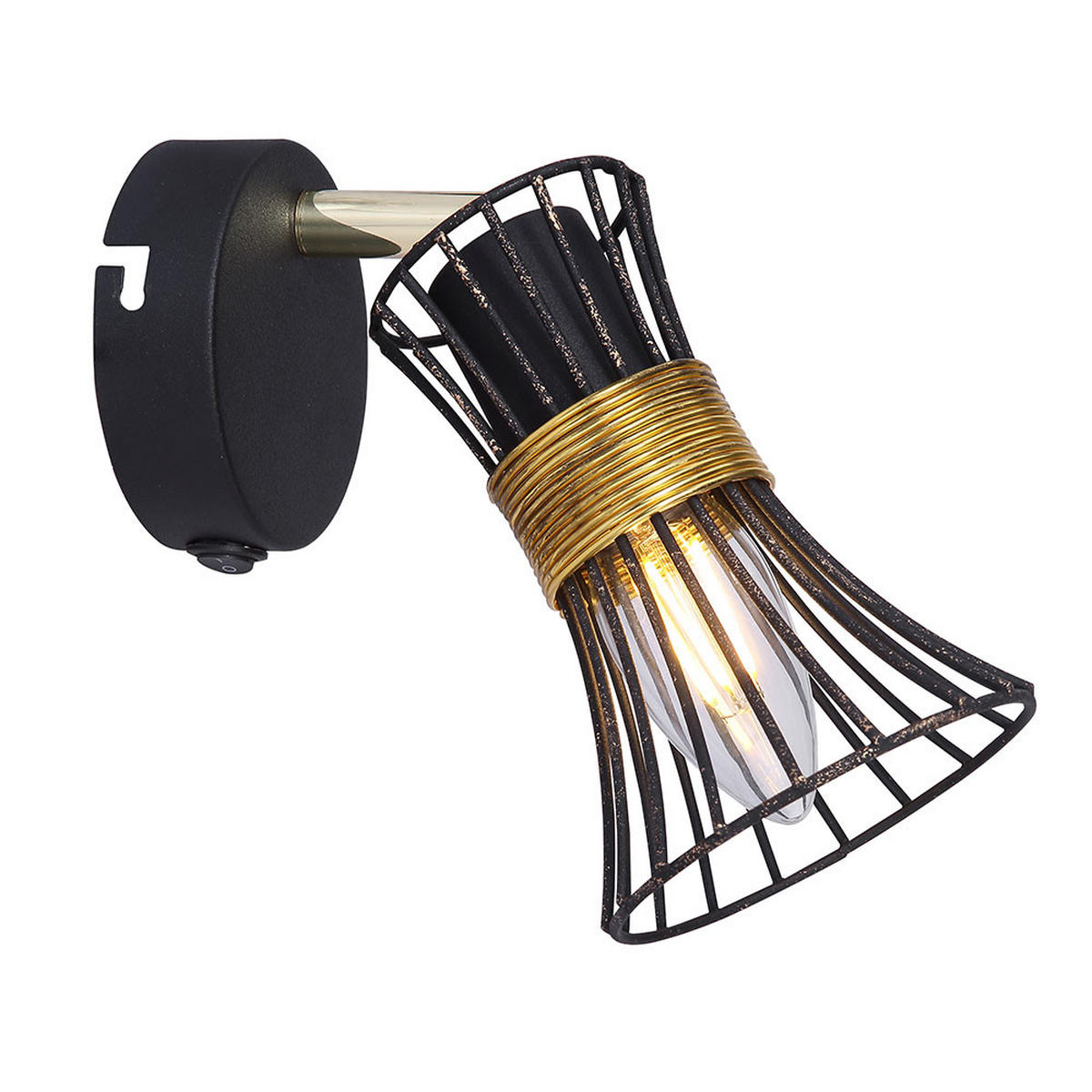 WANDLEUCHTE Metall Schwarz Gold - Schwarz, Metall (9/15.5/11cm) - Globo Lighting