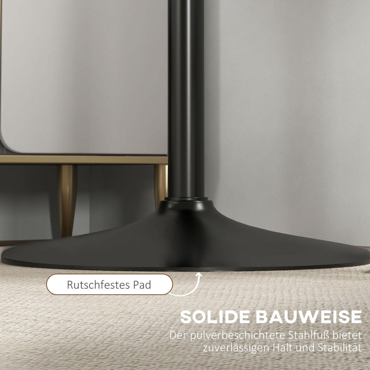 RUNDER Bartisch 60/60/102 cm mit Metallgestell in Schwarz - Schwarz, Holzwerkstoff (60/60/102cm) - BEAOK