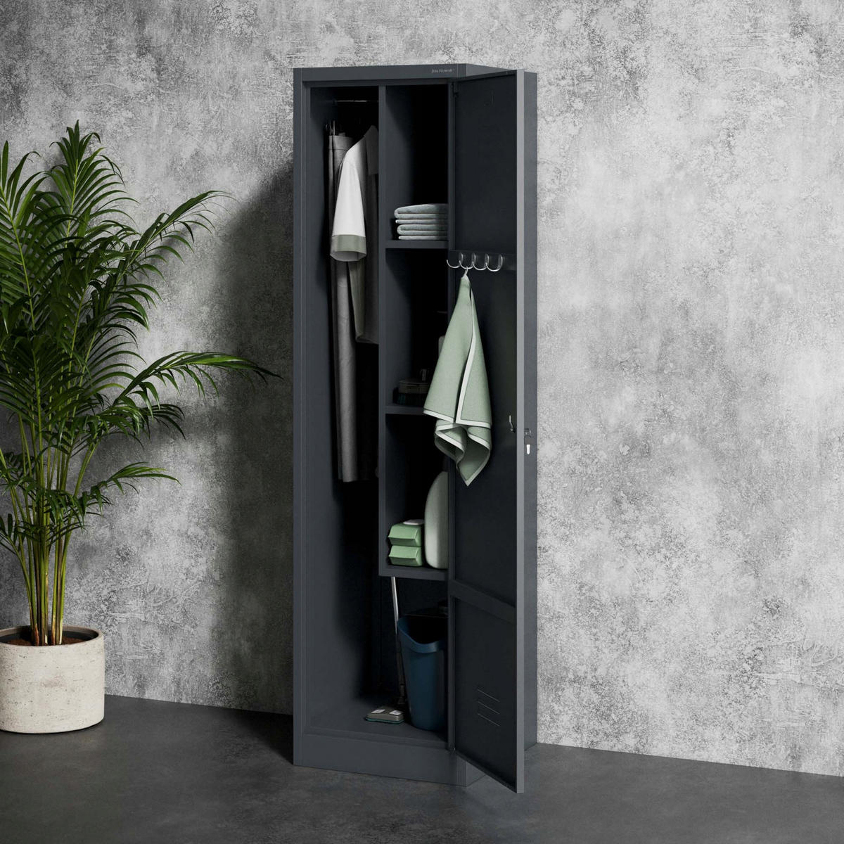 BESENSCHRANK Haushaltsschrank AGNES 185x50x50 cm - Anthrazit, Metall (50/185/50cm) - Jan Nowak