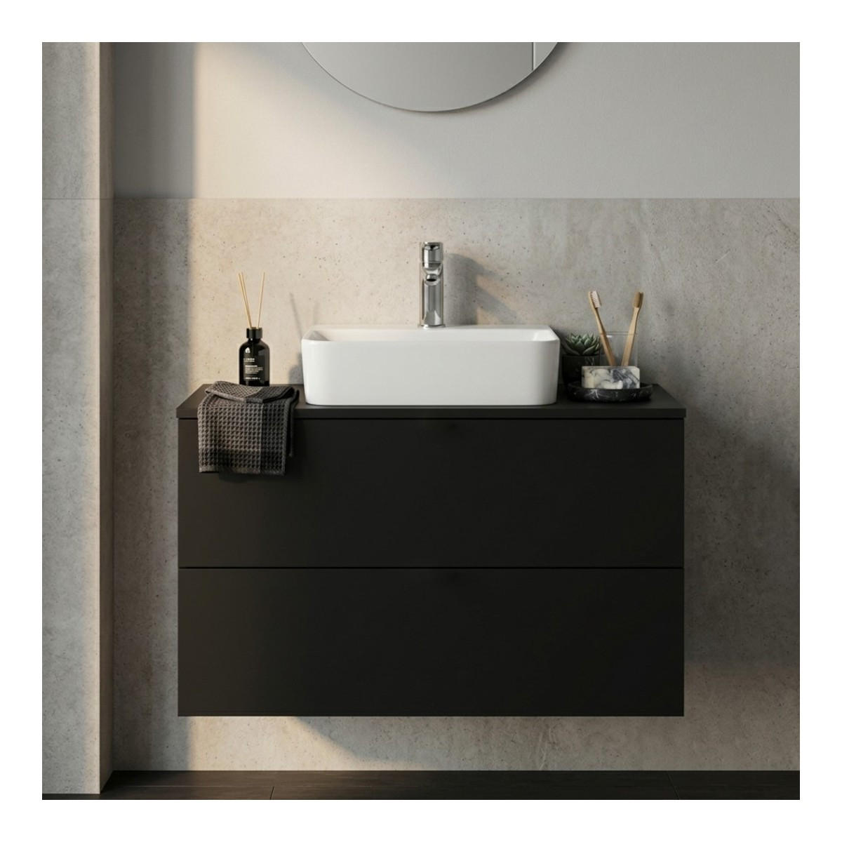 WASCHTISCHUNTERSCHRANK Color 2S 60 Schwarz - Schwarz, Holzwerkstoff (60/50/45cm) - mzm24