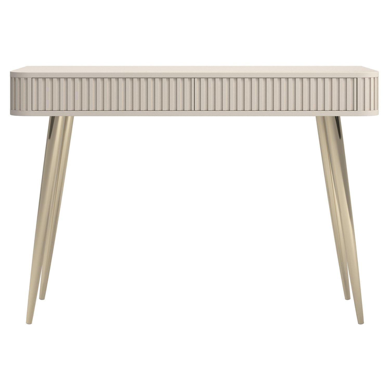 SCHMINKTISCH Ovarlo Greige mit 2 Schubladen 113 cm - Taupe/Goldfarben, Holzwerkstoff/Metall (38/113.2/77.9cm) - Selsey