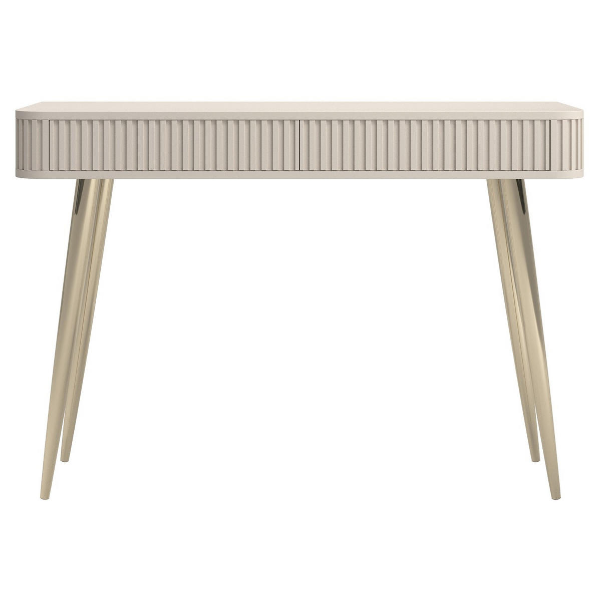 SCHMINKTISCH Ovarlo Greige mit 2 Schubladen 113 cm - Taupe/Goldfarben, Holzwerkstoff/Metall (38/113.2/77.9cm) - Selsey