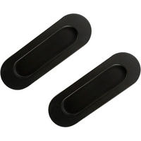 GRIFF 2er-Set Schwarz unsichtbar versenkt Edelstahl 12 x 4 x 1,5 cm mit Schrauben Schrank Schublade - Schwarz, Metall (4/1.5/12cm) - MCBOSON