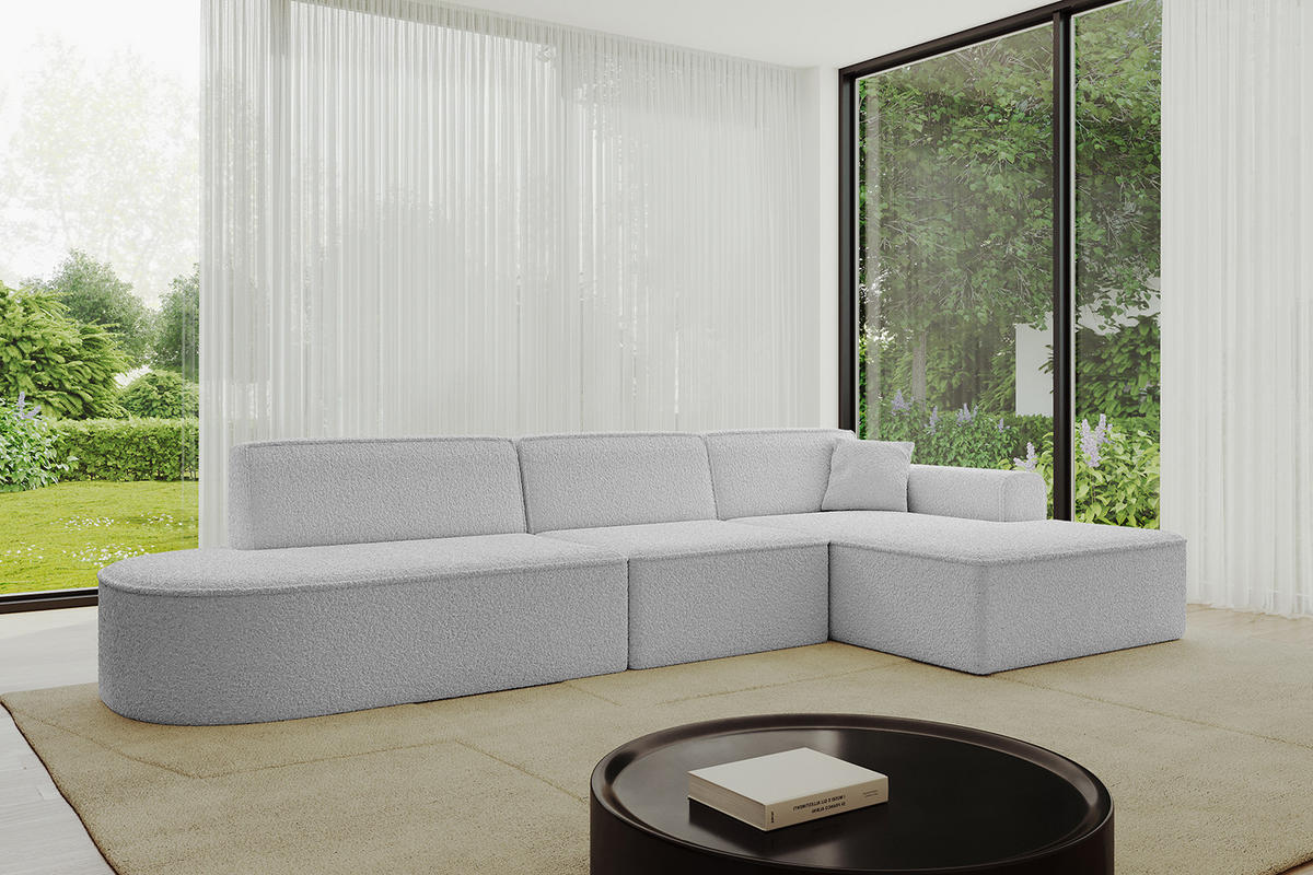 ECKSOFA Ottomane Rechts IREA-L2-v3 - 327x165x77 cm Hellgrau - Hellgrau, Holzwerkstoff/Textil (327/165cm) - ALTDECOR