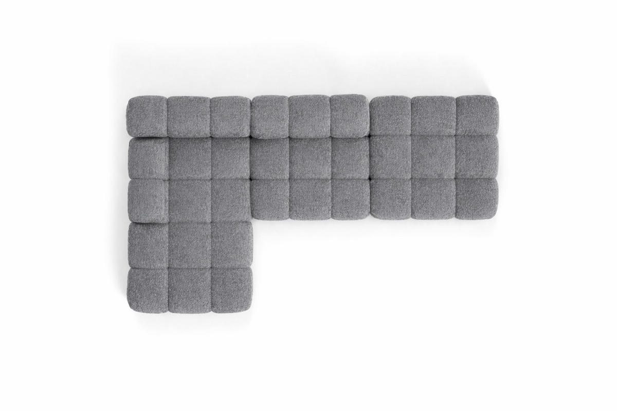 ECKSOFA L-Form Modular Mit Hocker, Bouclé-Stoff Abriamo, Dunkelgrau, Links, Selia - Dunkelgrau, Holz (285/160cm) - Kaiser Möbel