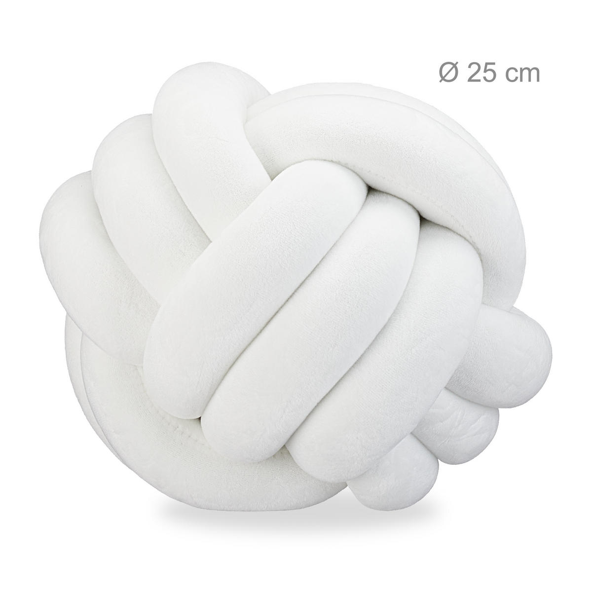 JASTUK Bijeli čvor 25 cm poliester - bijela, tekstil/plastika (25/25cm) - Relaxdays