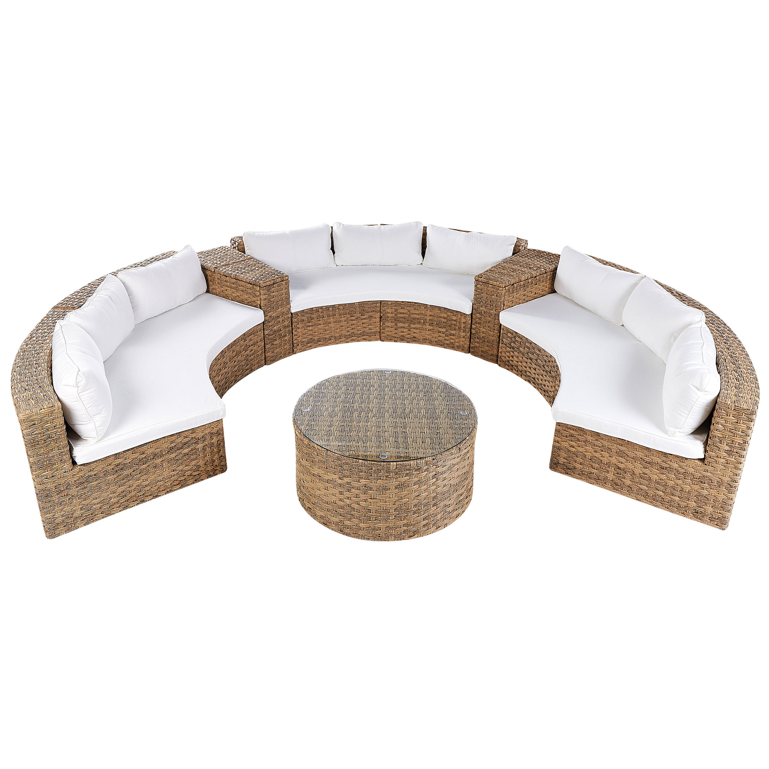 LOUNGE SET PE Rattan hellbraun Severo - Hellbraun/Weiß, Kunststoff - Beliani