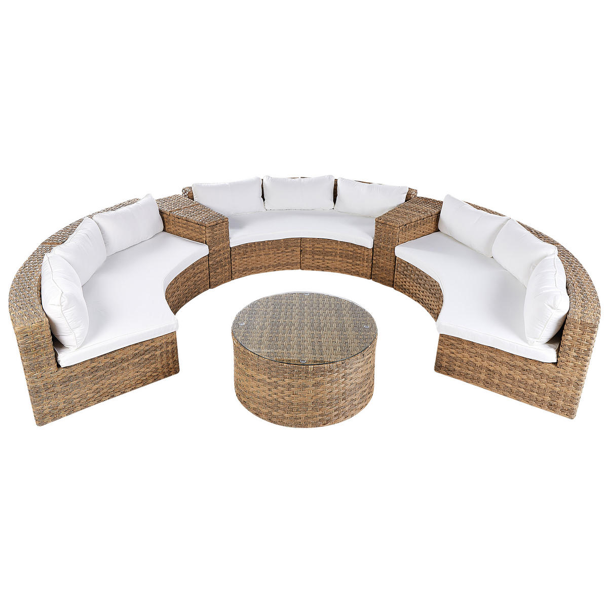 LOUNGE SET PE Rattan hellbraun Severo - Hellbraun/Weiß, Kunststoff - Beliani