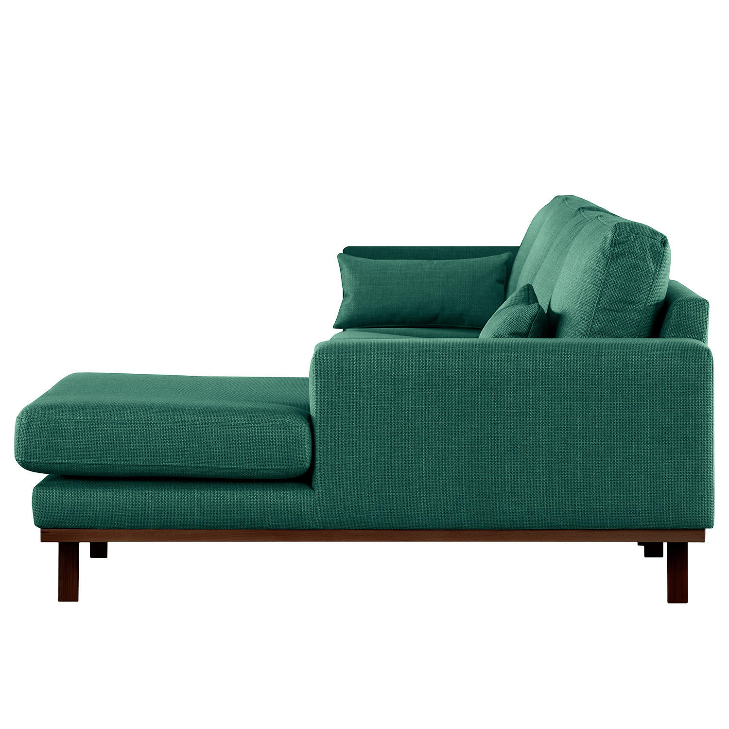 ECKSOFA mit Longchair - Dunkelgrün/Buchefarben, Textil (281/153cm) - home24