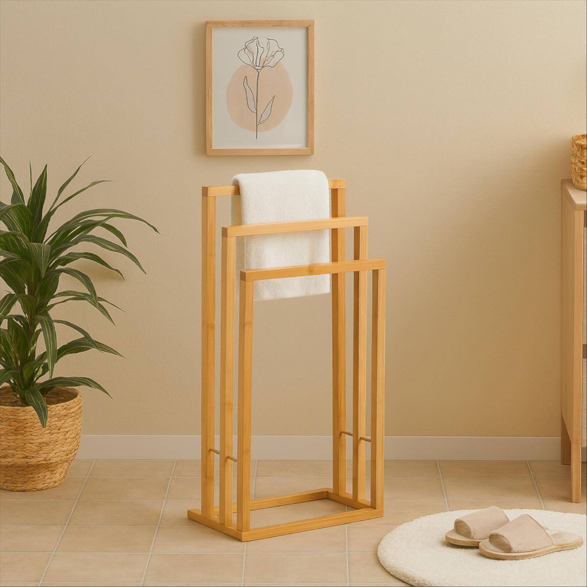 HANDTUCHSTÄNDER Bambus Natur 81,5x42x24 cm - Naturfarben, Holz (42/81.5/24cm) - Begryf