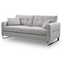 SOFA hellgrau Flachgewebe 2,5-Sitzer 203 cm, Couch mit Steppoptik - Chromfarben/Hellgrau, Holz/Textil (203/92/94cm) - Inn.Furn