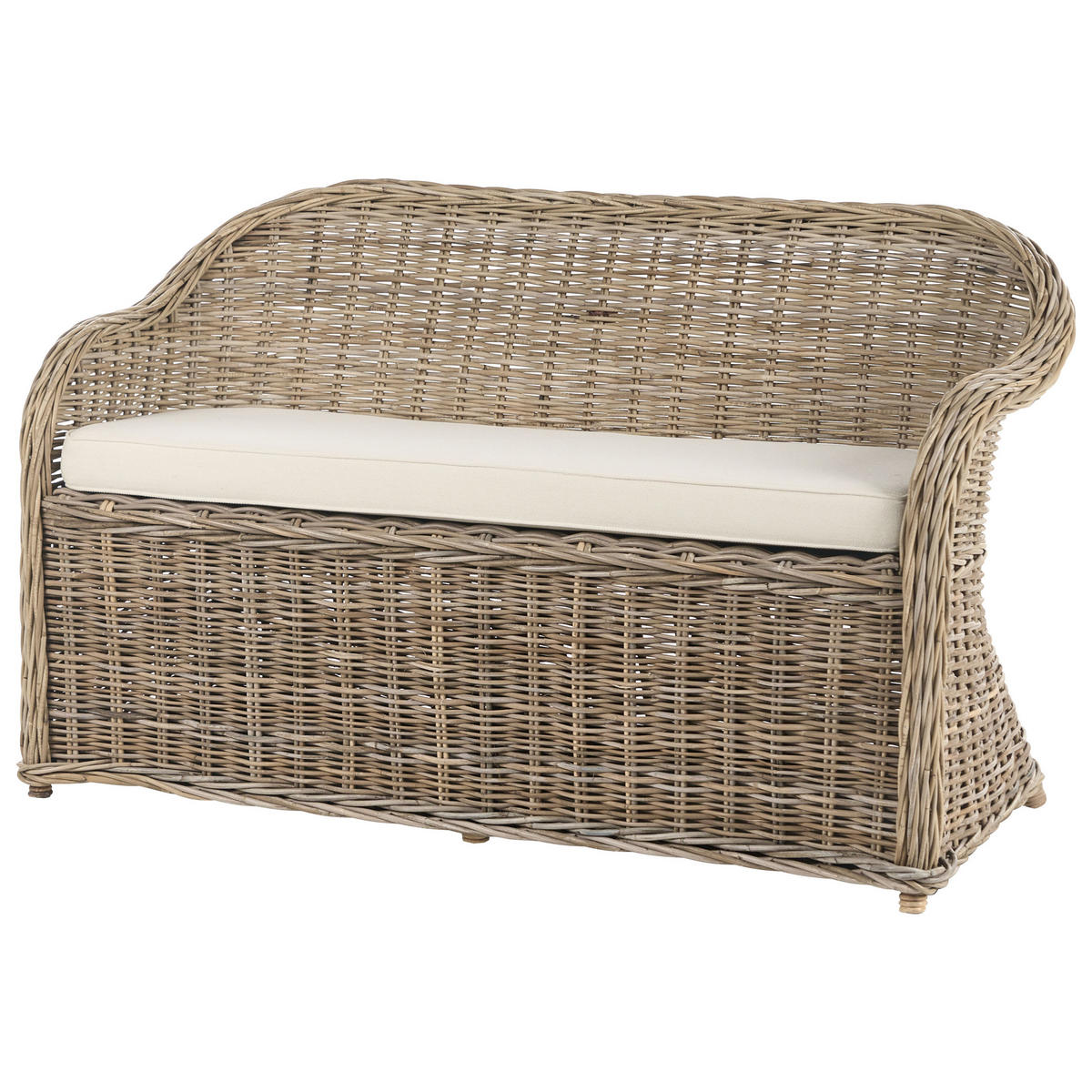 GARTENSOFA 2-Sitzer Naturfarben Susua - Naturfarben/Weiß, Naturmaterialien (141/86/69cm) - Beliani