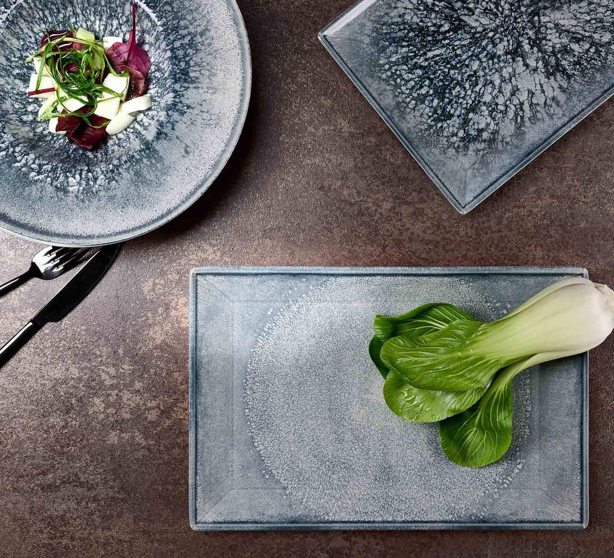 SERVIERPLATTEN-SET Grana grau 3er Set - Grau, Keramik (1/1/1cm) - Ritzenhoff Breker