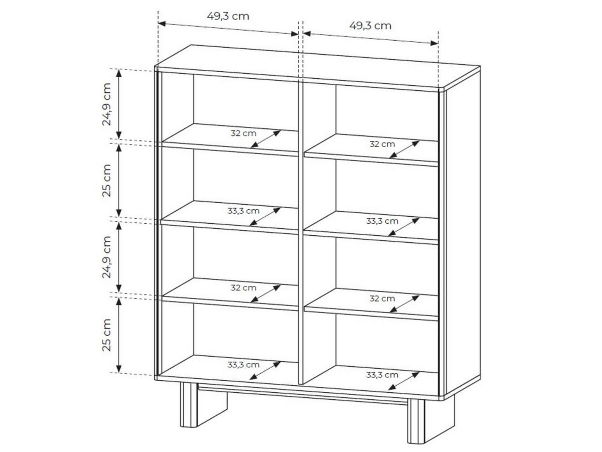 KOMMODE Buna Eiche, viertürige Highboard - Eichefarben, Holzwerkstoff (104/124/38cm) - Bettso