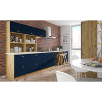 KÜCHENLEERBLOCK Bonn eiche artisan matt / marineblau matt 16-teilig - Blau/Braun, Holzwerkstoff/Metall (300/207/59cm) - Feldmann-Wohnen