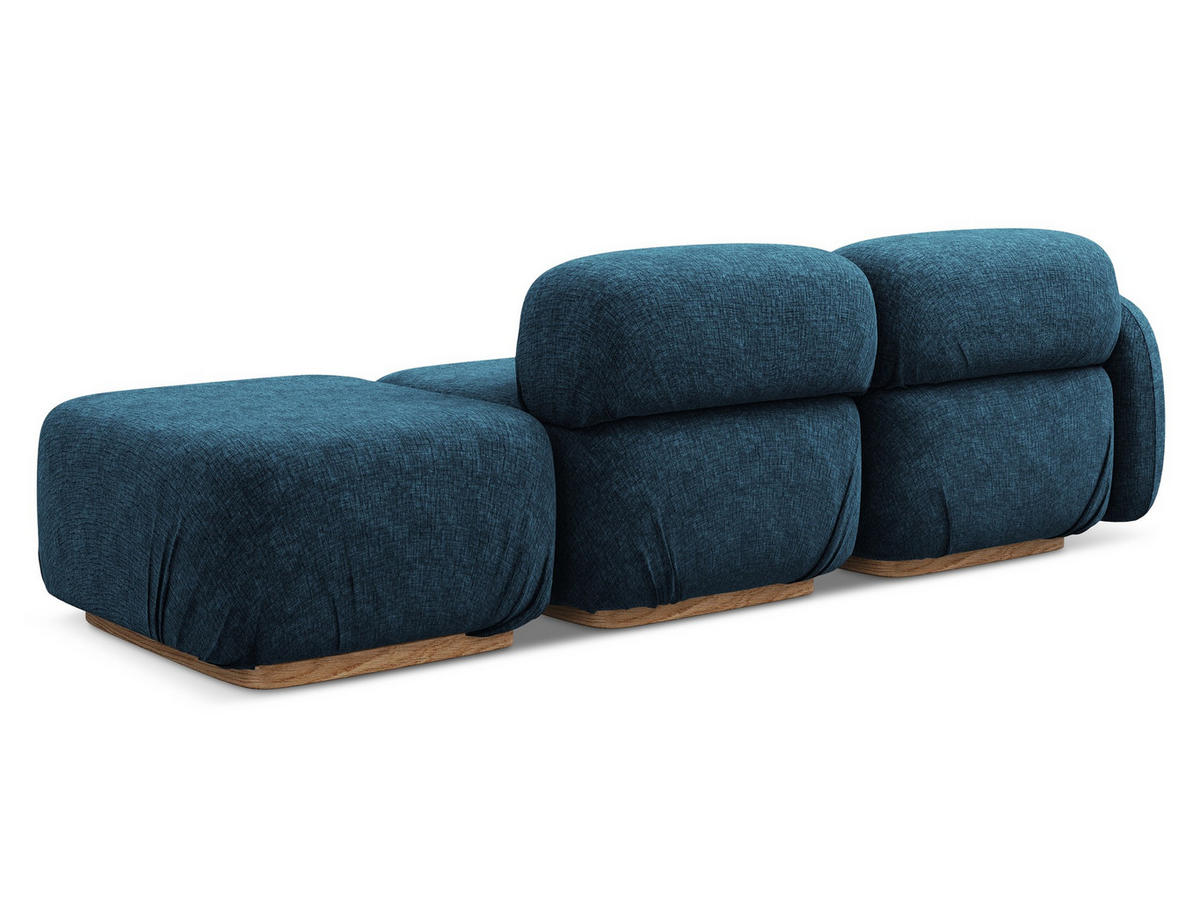 3-SITZER SOFA Rechts Chenille Stoff Blau - Blau/Braun, Holz/Textil (258/73/95cm) - Makamii