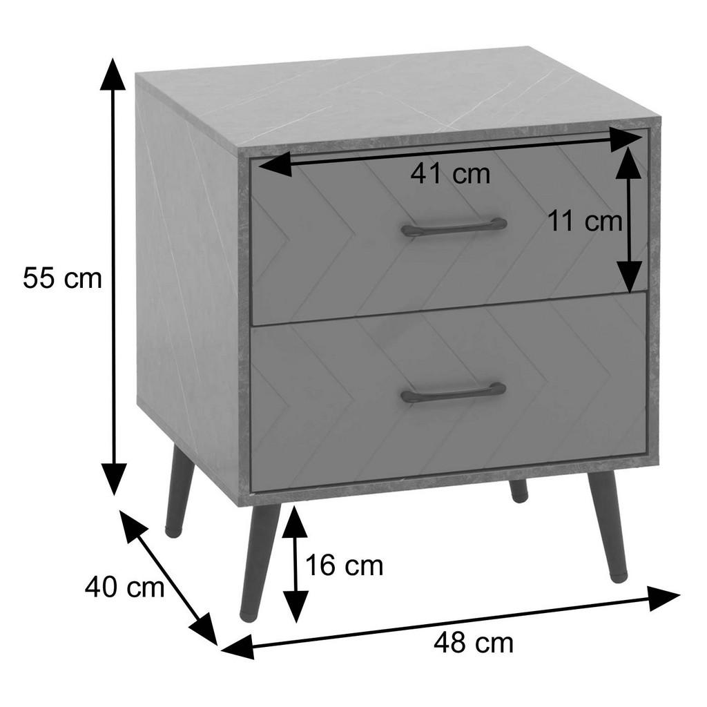 Thumbnail - MCW Nachttisch, Grau, Holz, 48x55x40 cm, Schlafzimmer, Nachttische