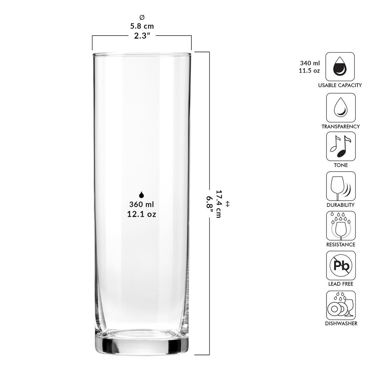 LONGDRINKGLÄSER XNO HIGHBALL ICE, 6ER-SET, 360 ML - Transparent, Glas (0.36L) - Krosno Glass