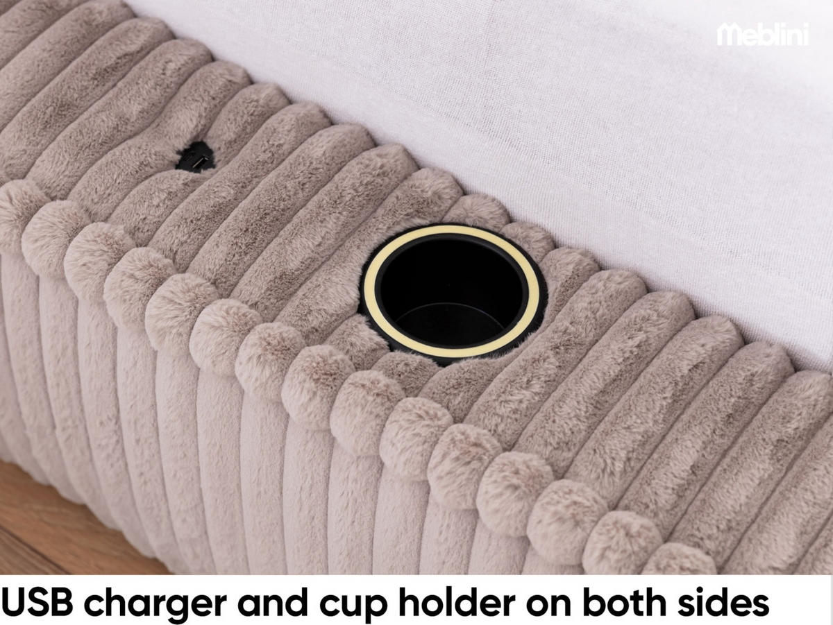 POLSTERBETT MESUT - Hellbraun, Textil (120/200cm) - Meblini