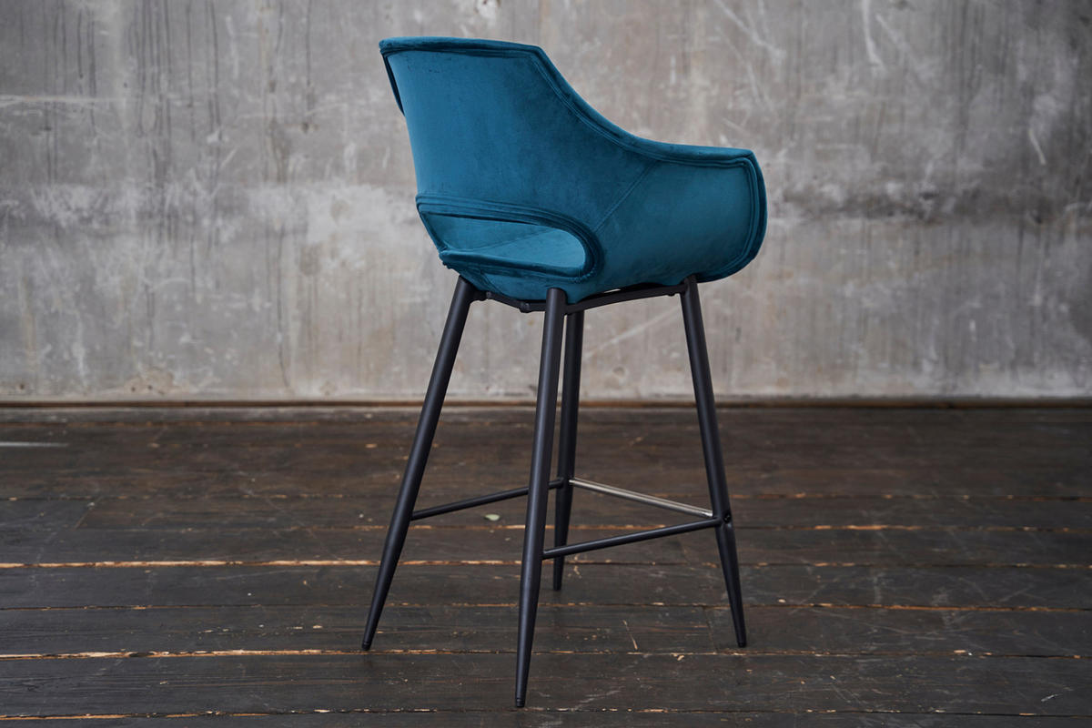 BARHOCKER ZAJA Blau Velvet - Blau, Textil (57/114/59cm) - KAWOLA
