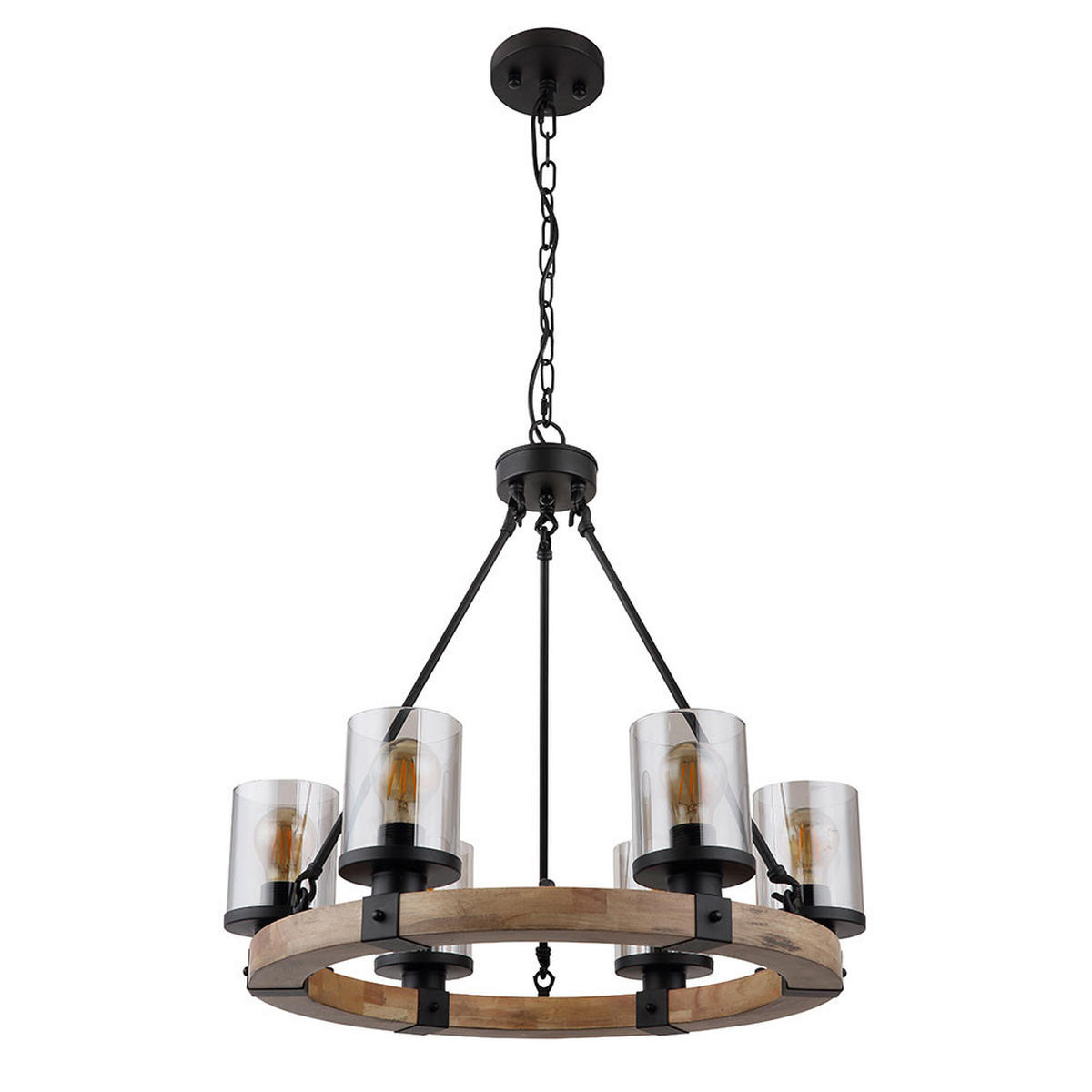 KRONLEUCHTER LILA Holzoptik Schwarz - Schwarz, Holz (59/59/98cm) - Globo Lighting