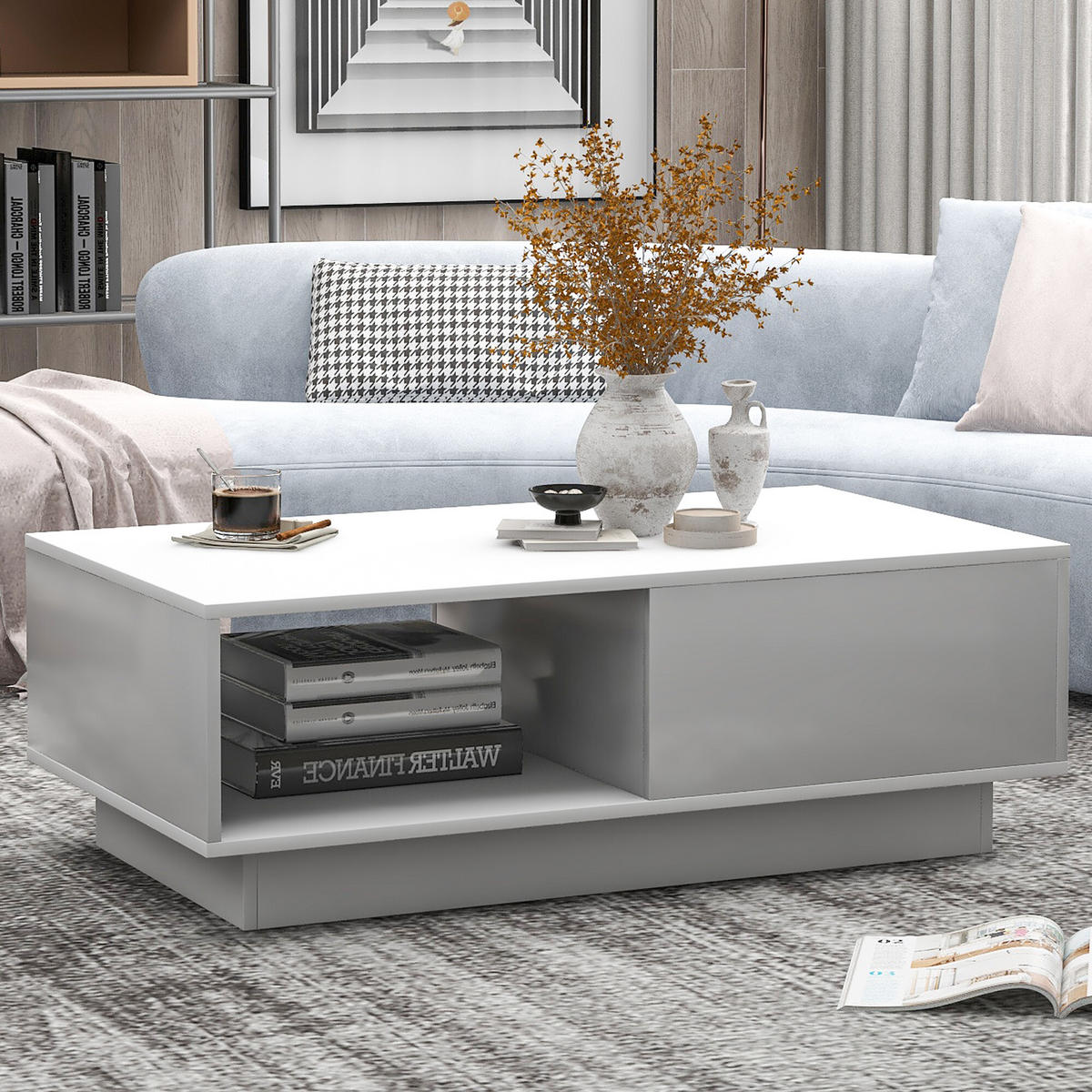 COUCHTISCH Weiß 95/55/32 cm - Weiß, Holzwerkstoff (95/55/32cm) - Urban Meuble