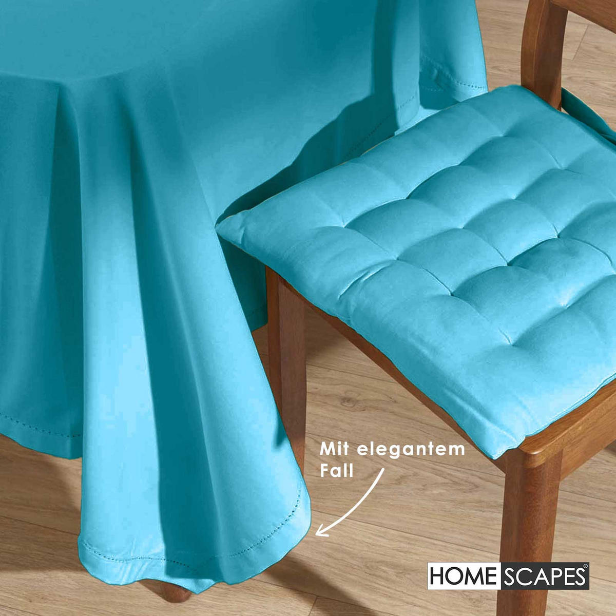 TISCHDECKE hellblau 137/137 cm, 100% Baumwolle - Hellblau, Textil (137/137cm) - Homescapes