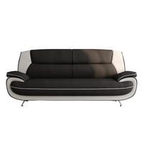 SOFA 3-Sitzer, Stoff Kronos, Schwarz + Weiß, Palermo - Schwarz, Holz (198/89/87cm) - Kaiser Möbel