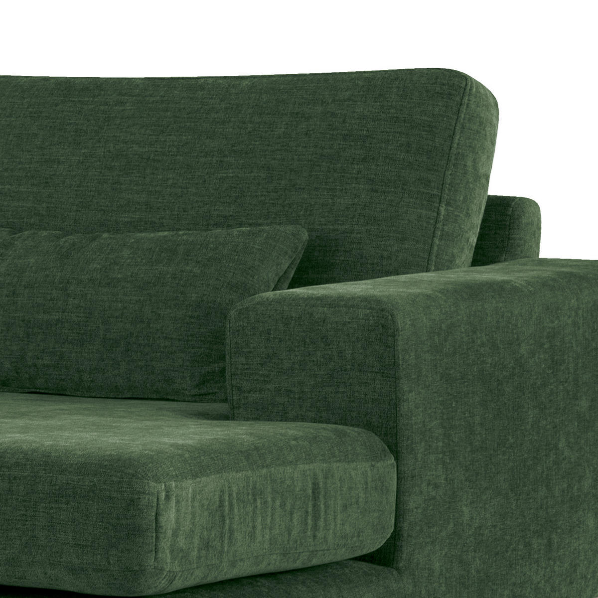 ECKSOFA mit Longchair - Dunkelgrün/Eichefarben, Eichenholz/Textil (281/153cm) - home24