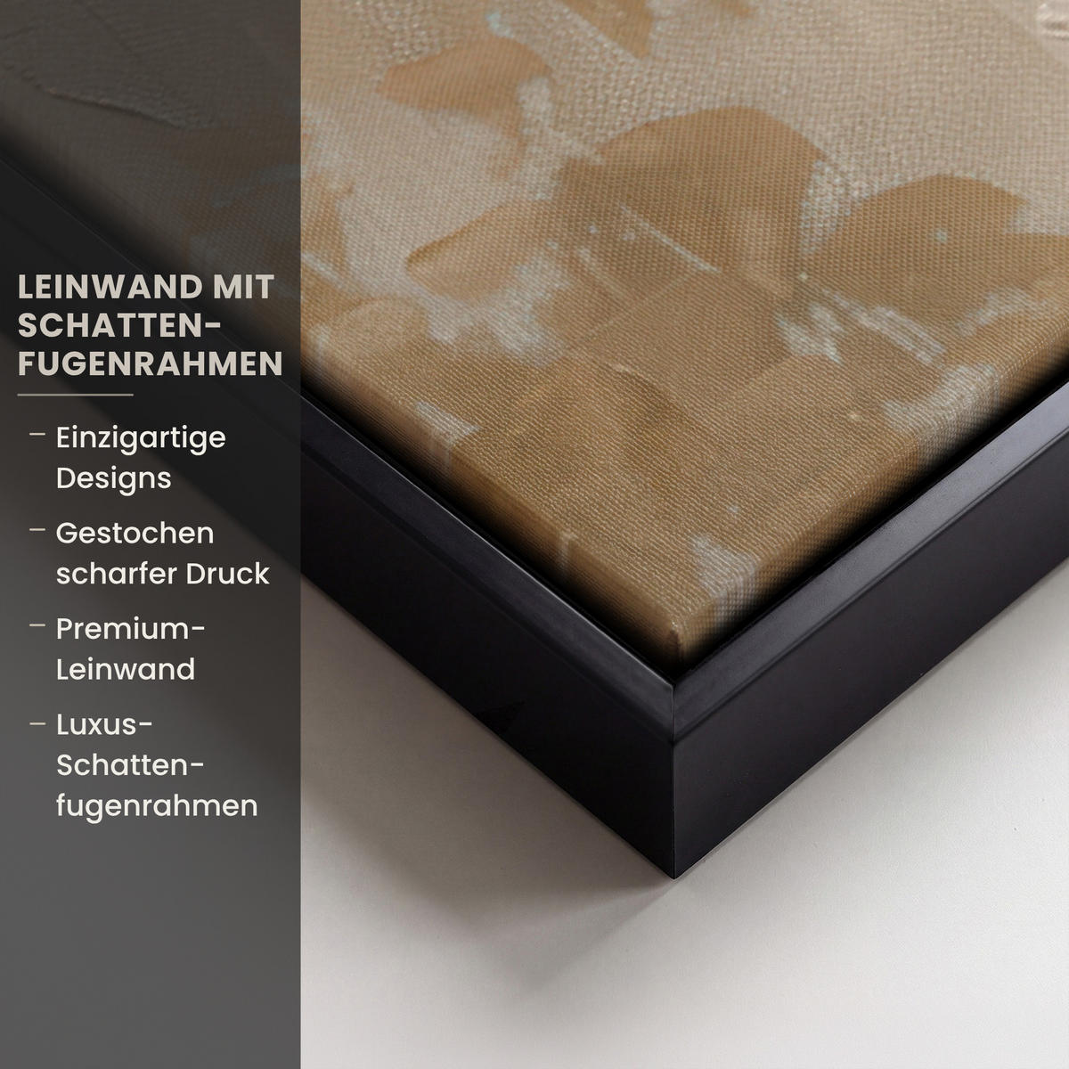 LEINWAND Bilder mit Rahmen - Blumen - Modern - Beige - Weiß - Blüte - 90x60 - Beige, Textil (90/60cm) - MuchoWow