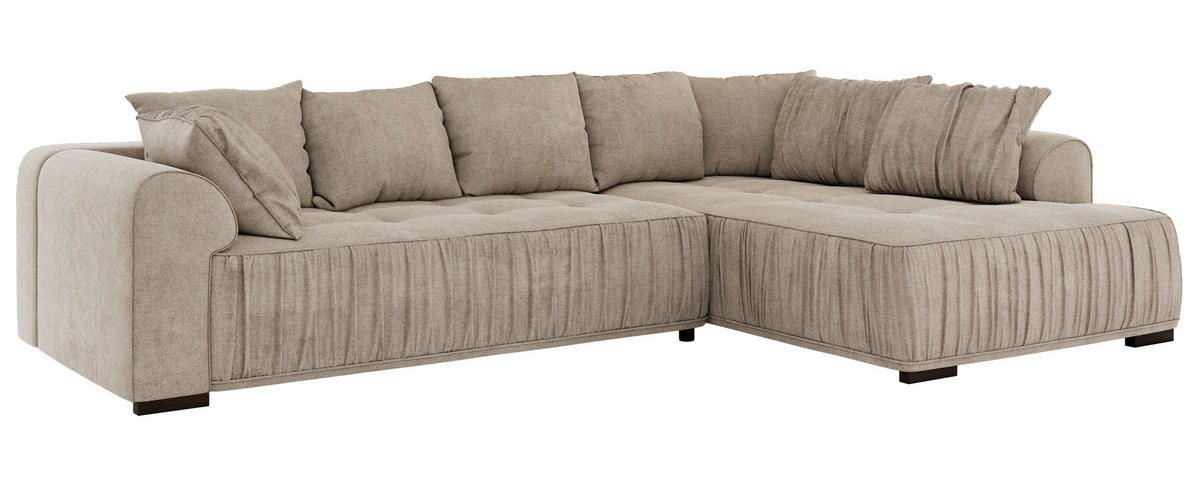ECKSOFA ORTA Beige Stukture - Rechts - Beige/Schwarz, Textil (200/325cm) - MKS