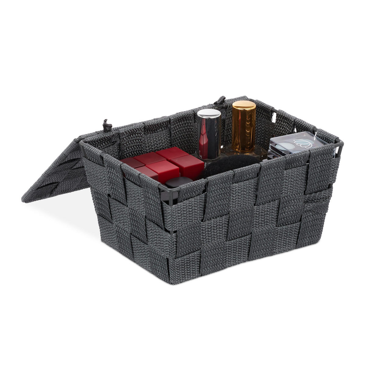 ÚLOŽNÝ box - sivá, kov/plast (19.5/10.5/14.5cm) - Relaxdays