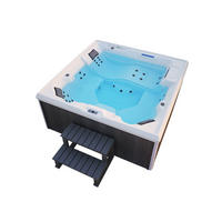 OUTDOOR WHIRLPOOL STREAM BIG - 207 x 207 cm, Mit Treppe und Thermoabdeckung - Anthrazit, Kunststoff (207.5/88/207.5cm) - Home Deluxe