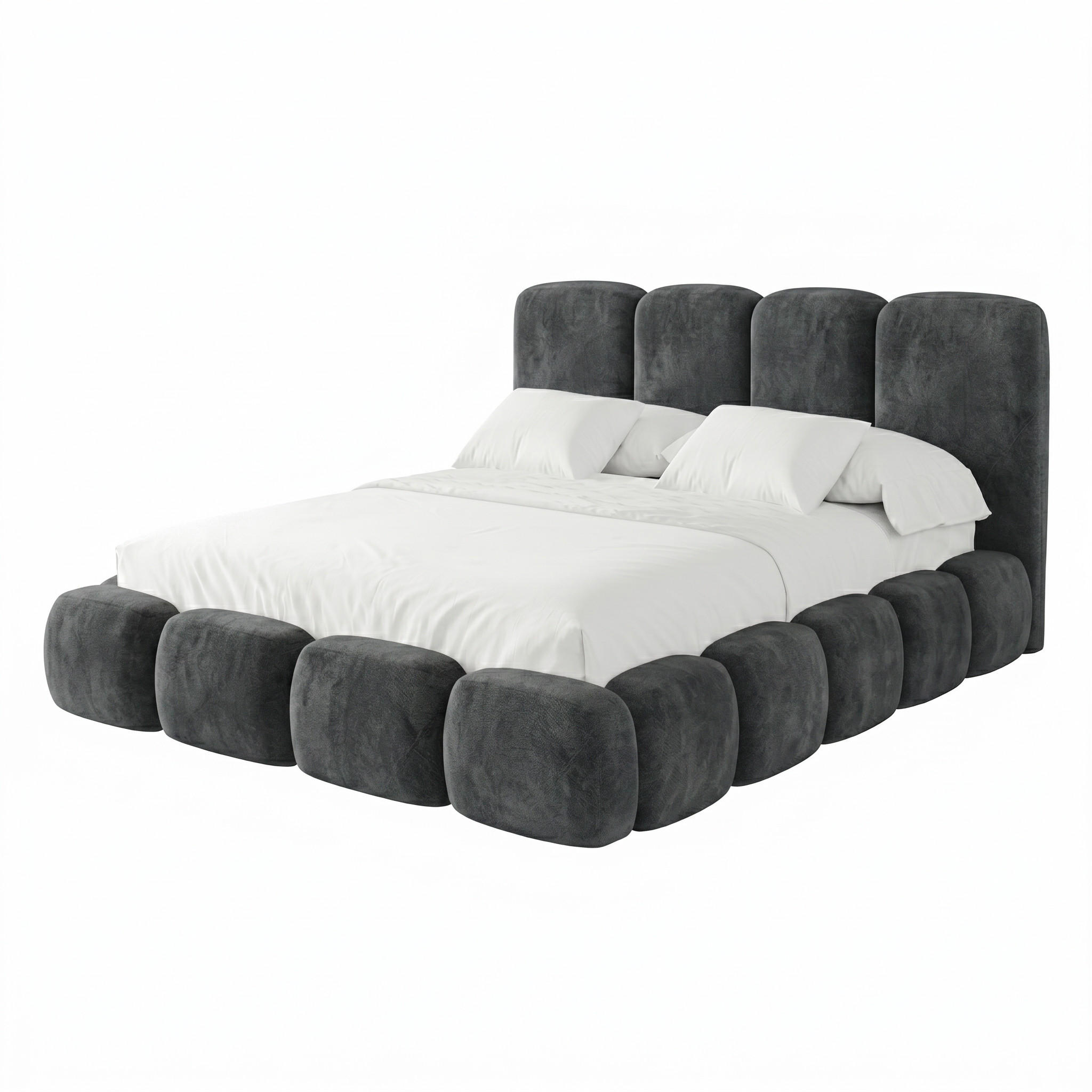 POLSTERBETT SUENO MAXI 160x200 cm in Grau, gepolstertes Kopfteil, Metalllattenrost, Bettkasten, Velour-Stoff - Naturfarben/Grau, Holz/Textil (160/200cm) - Muffo